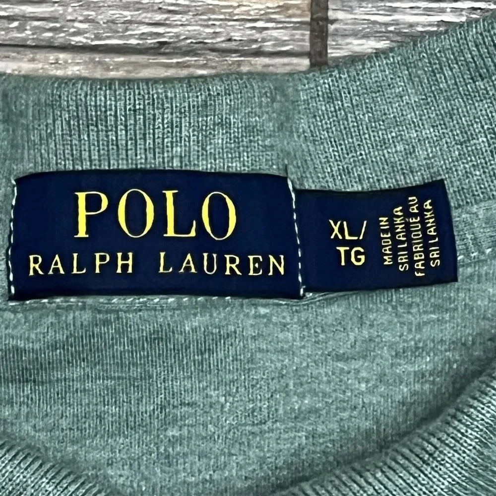 Polo Ralph Lauren L/S Shirt Men's Size XL Heathered Green White Pony Smooth - Picture 6 of 10